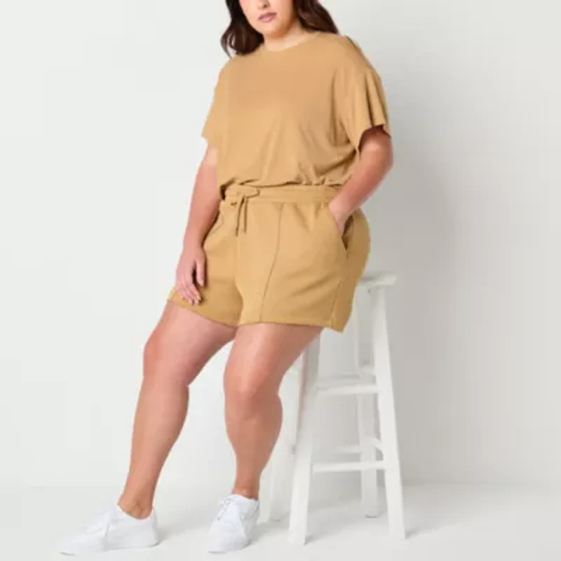 Stylus Womens High Rise Plus Pull-On Short