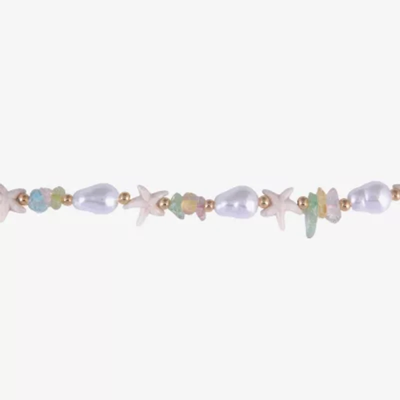 Arizona Gold Tone Starfish Womens 16 Inch Beaded Necklace