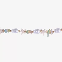 Arizona Gold Tone Starfish Womens 16 Inch Beaded Necklace