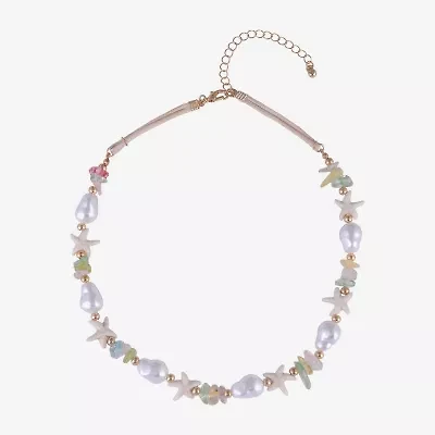 Arizona Gold Tone Starfish Womens 16 Inch Beaded Necklace