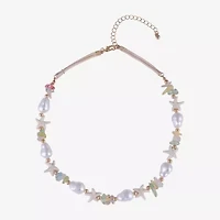 Arizona Gold Tone Starfish Womens 16 Inch Beaded Necklace