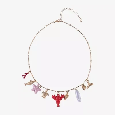 Arizona Gold Tone Lobster Starfish Womens 16 Inch Pendant Necklace