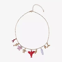 Arizona Gold Tone Lobster Starfish Womens 16 Inch Pendant Necklace