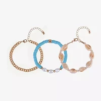 Arizona Gold Tone Cowrie Shell Womens 3-pc. Bracelet Set