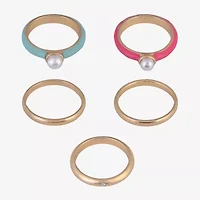 Arizona Gold Tone Womens Simulated Pearl Ring Set