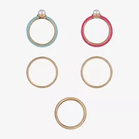 Arizona Gold Tone Womens Simulated Pearl Ring Set