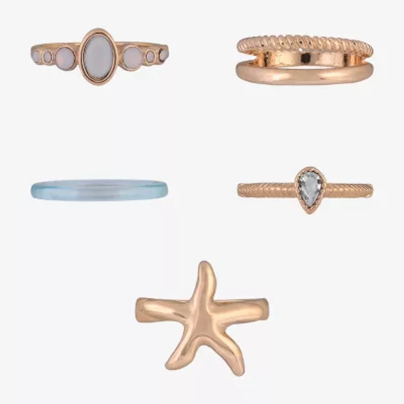 Arizona Gold Tone Starfish Womens Ring Set