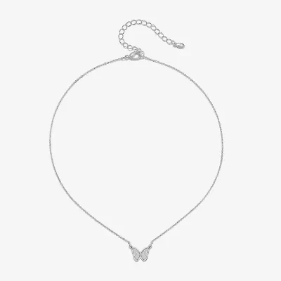 Bijoux Bar Delicates Silver Tone Womens Butterfly 16 Inch Pendant Necklace