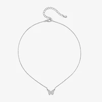 Bijoux Bar Delicates Silver Tone Womens Butterfly 16 Inch Pendant Necklace
