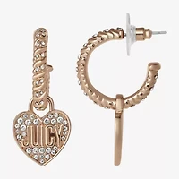 Juicy By Juicy Couture Gold Tone Charm Womens Crystal 38.6mm Heart Hoop Earrings