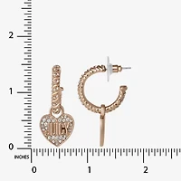 Juicy By Juicy Couture Gold Tone Charm Womens Crystal 38.6mm Heart Hoop Earrings