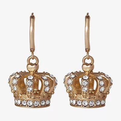 Juicy By Juicy Couture Gold Tone Womens Crystal Crown Drop Earrings