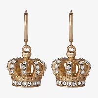 Juicy By Juicy Couture Gold Tone Womens Crystal Crown Drop Earrings