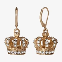 Juicy By Juicy Couture Gold Tone Womens Crystal Crown Drop Earrings
