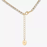Juicy By Juicy Couture Gold Tone Script Womens Crystal 18 Inch Tennis Necklace