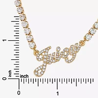 Juicy By Juicy Couture Gold Tone Script Womens Crystal 18 Inch Tennis Necklace