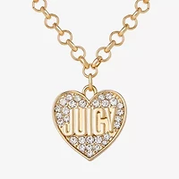 Juicy By Juicy Couture Gold Tone Pave Womens Crystal Alloy Heart Inch Pendant Necklace