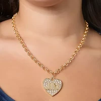 Juicy By Juicy Couture Gold Tone Pave Womens Crystal Alloy Heart Inch Pendant Necklace
