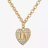Juicy By Juicy Couture Gold Tone Pave Womens Crystal Alloy Heart Inch Pendant Necklace