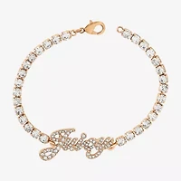 Juicy By Juicy Couture Gold Tone Pave Womens Crystal 7.5 Inch Tennis Bracelet