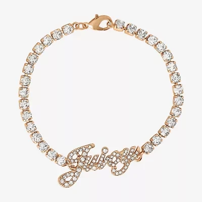 Juicy By Juicy Couture Gold Tone Pave Womens Crystal 7.5 Inch Tennis Bracelet