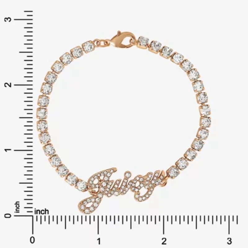 Juicy By Juicy Couture Gold Tone Pave Womens Crystal 7.5 Inch Tennis Bracelet