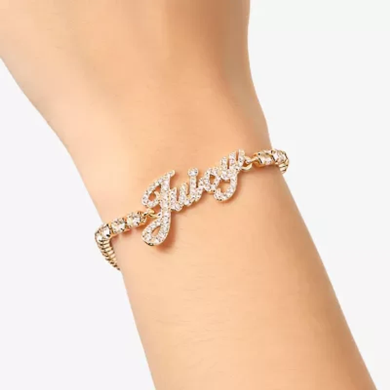 Juicy By Juicy Couture Gold Tone Pave Womens Crystal 7.5 Inch Tennis Bracelet