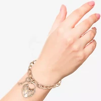 Juicy By Juicy Couture Gold Tone Pad Lock Womens Crystal Heart Keys Charm Bracelet