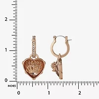 Juicy By Juicy Couture Gold Tone Charm Womens Crystal 47.8mm Crown Heart Hoop Earrings