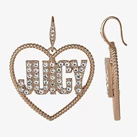 Juicy By Juicy Couture Gold Tone Womens Crystal Heart Drop Earrings
