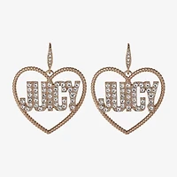 Juicy By Juicy Couture Gold Tone Womens Crystal Heart Drop Earrings