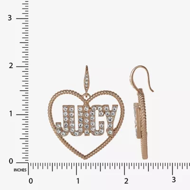 Juicy By Juicy Couture Gold Tone Womens Crystal Heart Drop Earrings