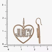 Juicy By Juicy Couture Gold Tone Womens Crystal Heart Drop Earrings
