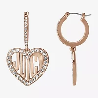 Juicy By Juicy Couture Gold Tone Charm Womens Crystal Heart Drop Earrings