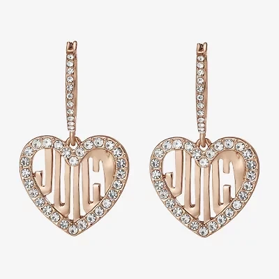 Juicy By Juicy Couture Gold Tone Charm Womens Crystal Heart Drop Earrings