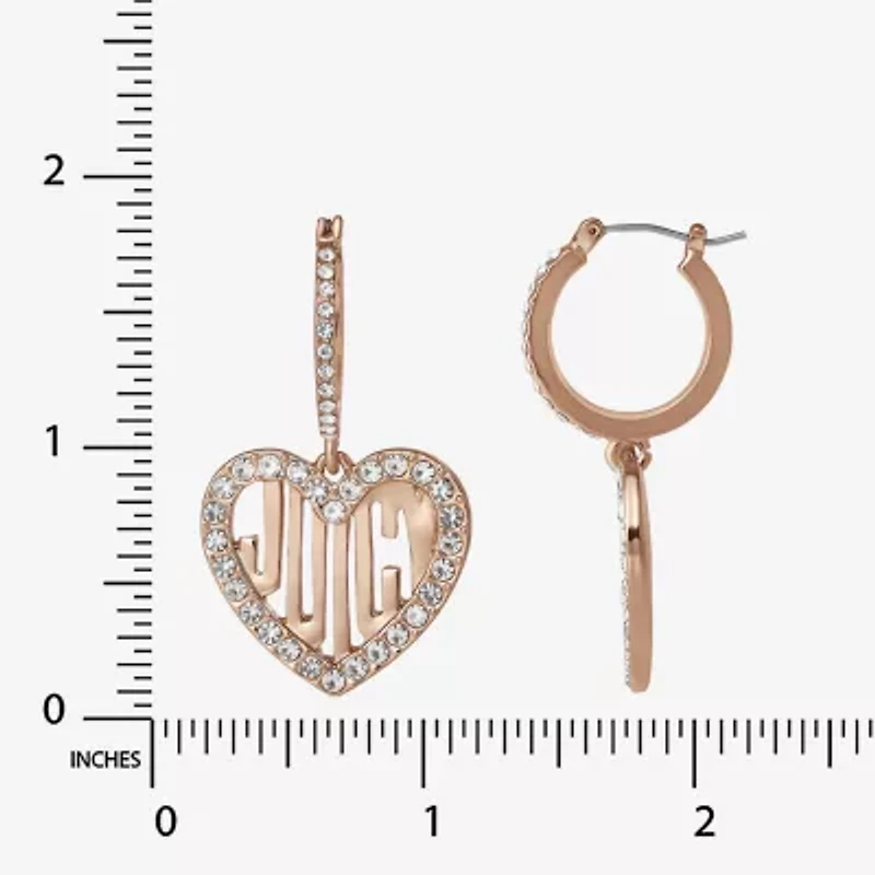 Juicy By Juicy Couture Gold Tone Charm Womens Crystal Heart Drop Earrings
