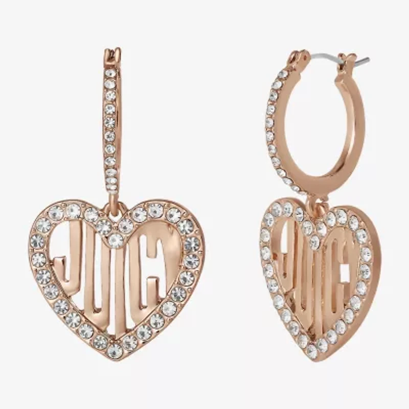 Juicy By Juicy Couture Gold Tone Charm Womens Crystal Heart Drop Earrings