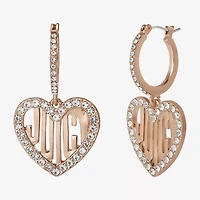 Juicy By Juicy Couture Gold Tone Charm Womens Crystal Heart Drop Earrings