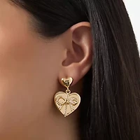 Juicy By Juicy Couture Gold Tone Womens Crystal Bow Heart Drop Earrings