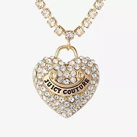 Juicy By Juicy Couture Gold Tone Pave Womens Crystal Alloy Heart 16 Inch Pendant Necklace