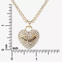 Juicy By Juicy Couture Gold Tone Pave Womens Crystal Alloy Heart 16 Inch Pendant Necklace