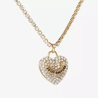 Juicy By Juicy Couture Gold Tone Pave Womens Crystal Alloy Heart 16 Inch Pendant Necklace