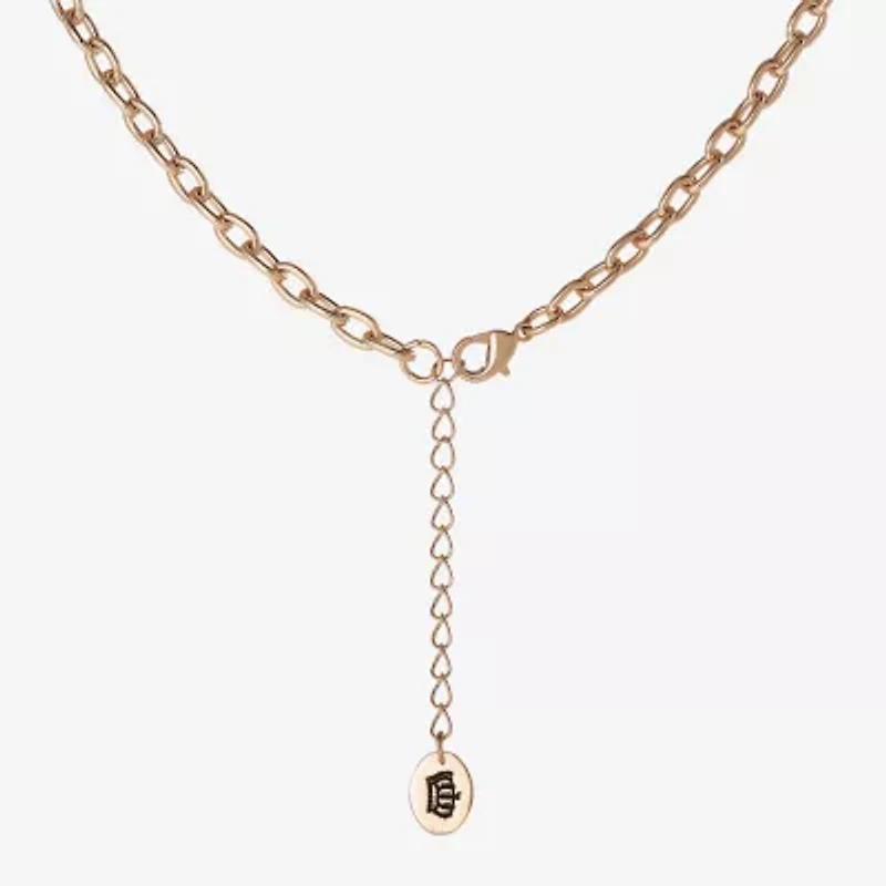 Juicy By Juicy Couture Gold Tone Womens Pink Crystal Alloy Bow Heart 18 Inch Pendant Necklace