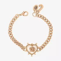 Juicy By Juicy Couture Gold Tone Womens Solid Crown Heart 7.5 Inch Link Bracelet