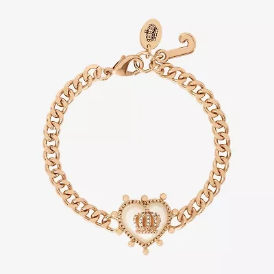 Juicy By Juicy Couture Gold Tone Womens Solid Crown Heart 7.5 Inch Link Bracelet