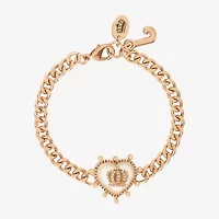 Juicy By Juicy Couture Gold Tone Womens Solid Crown Heart 7.5 Inch Link Bracelet