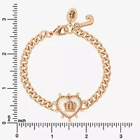 Juicy By Juicy Couture Gold Tone Womens Solid Crown Heart 7.5 Inch Link Bracelet