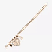 Juicy By Juicy Couture Gold Tone Womens Crystal Heart Charm Bracelet
