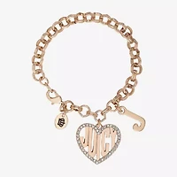Juicy By Juicy Couture Gold Tone Womens Crystal Heart Charm Bracelet