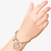 Juicy By Juicy Couture Gold Tone Womens Crystal Heart Charm Bracelet